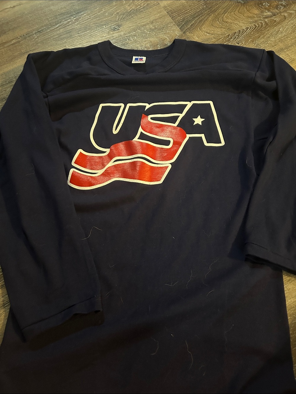Russell Athletic Navy Sweatshirt with Red & Blue Logo Tag